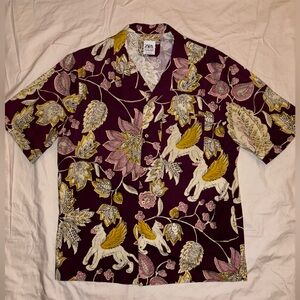 Men’s Zara Multicolor Floral Print Button-down Shirt